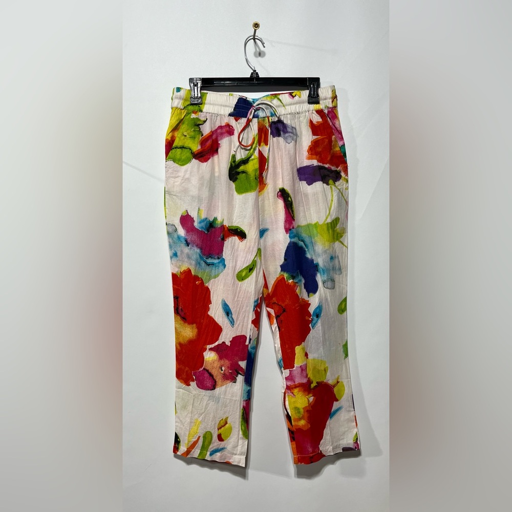 Anmol‎ Natori Tahiti Pants, Floral Multicolor 100% Cotton Pants Size 8 NWT